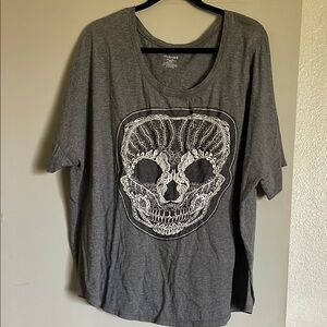 Lane Bryant Charcoal Skull Graphic Tee